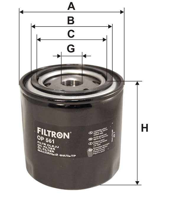 OIL FILTERS - OP 561 - Filtron